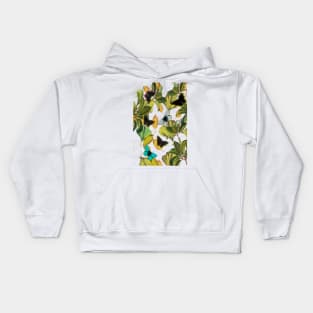 Vintage Ginkgo Leaves and Butterflies Kids Hoodie